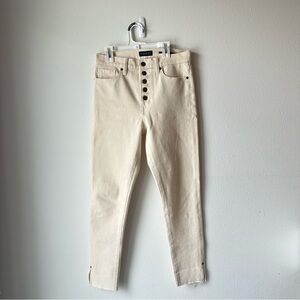 Banana Republic Cream High Rise Button Fly Skinny jeans Size 28